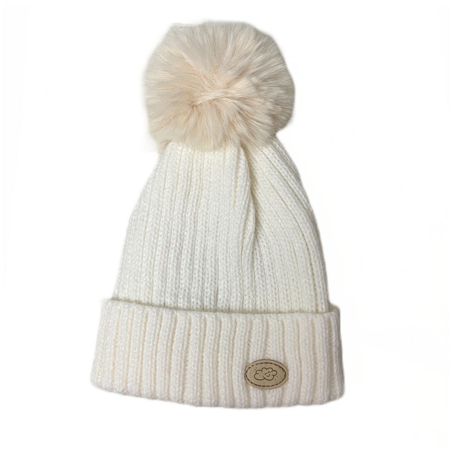 Bonnet à pompon blanc